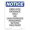 Signmission OSHA Notice Sign, 24" Height, Rigid Plastic, NOTICE Employee Entrance Only Sign, Portrait OS-NS-P-1824-V-15587 - alternate 1